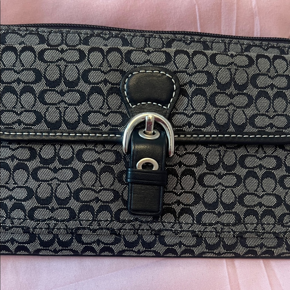 Coach Monogram Black and Cream Clutch